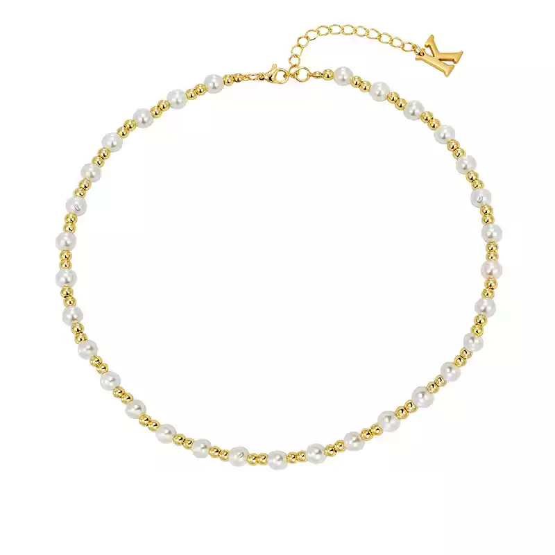 LY No. 3031 Gold Pearl Bead Necklace