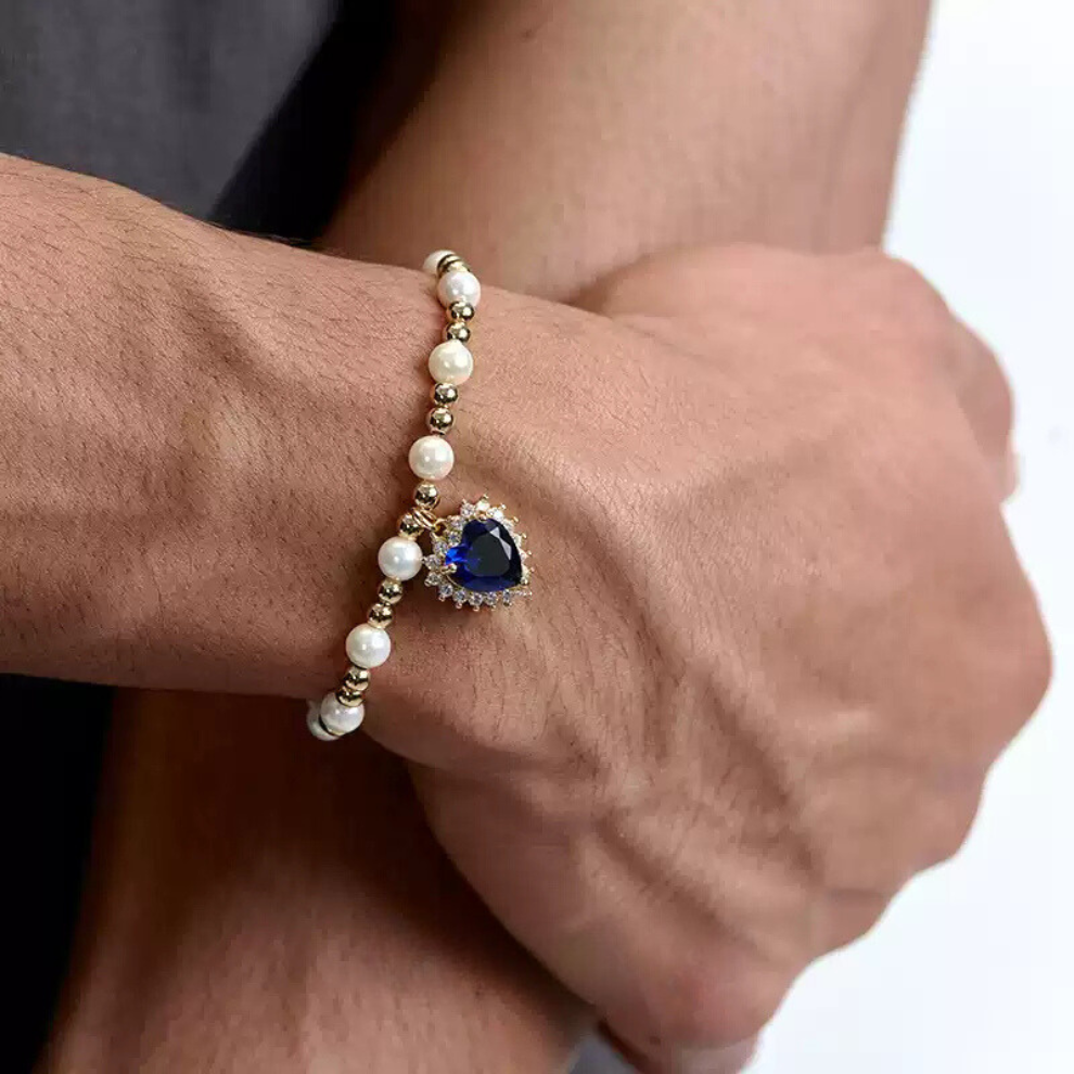 LY No. 3043 Sapphire Heart Pearl Bracelet