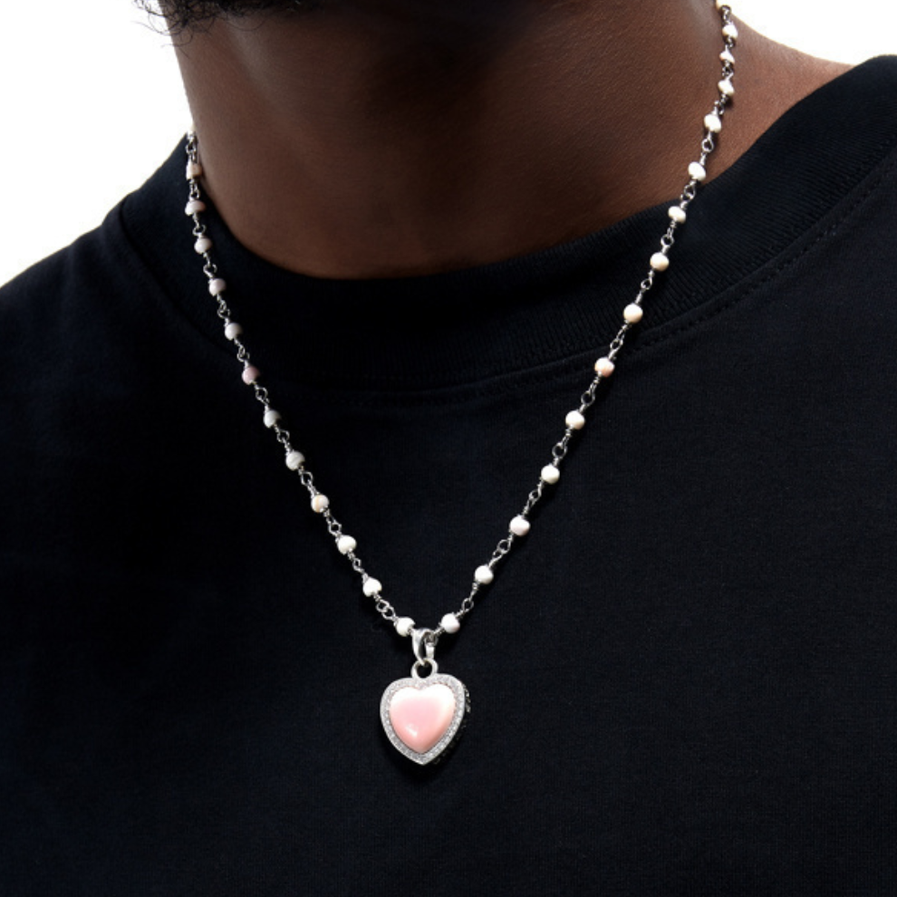 LY No. 3039 Pink Heart Pendant Necklace