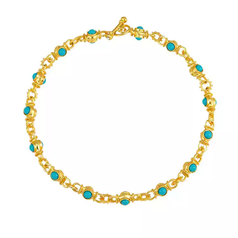 LY No. 3030 Golden Turquoise Chain Bracelet