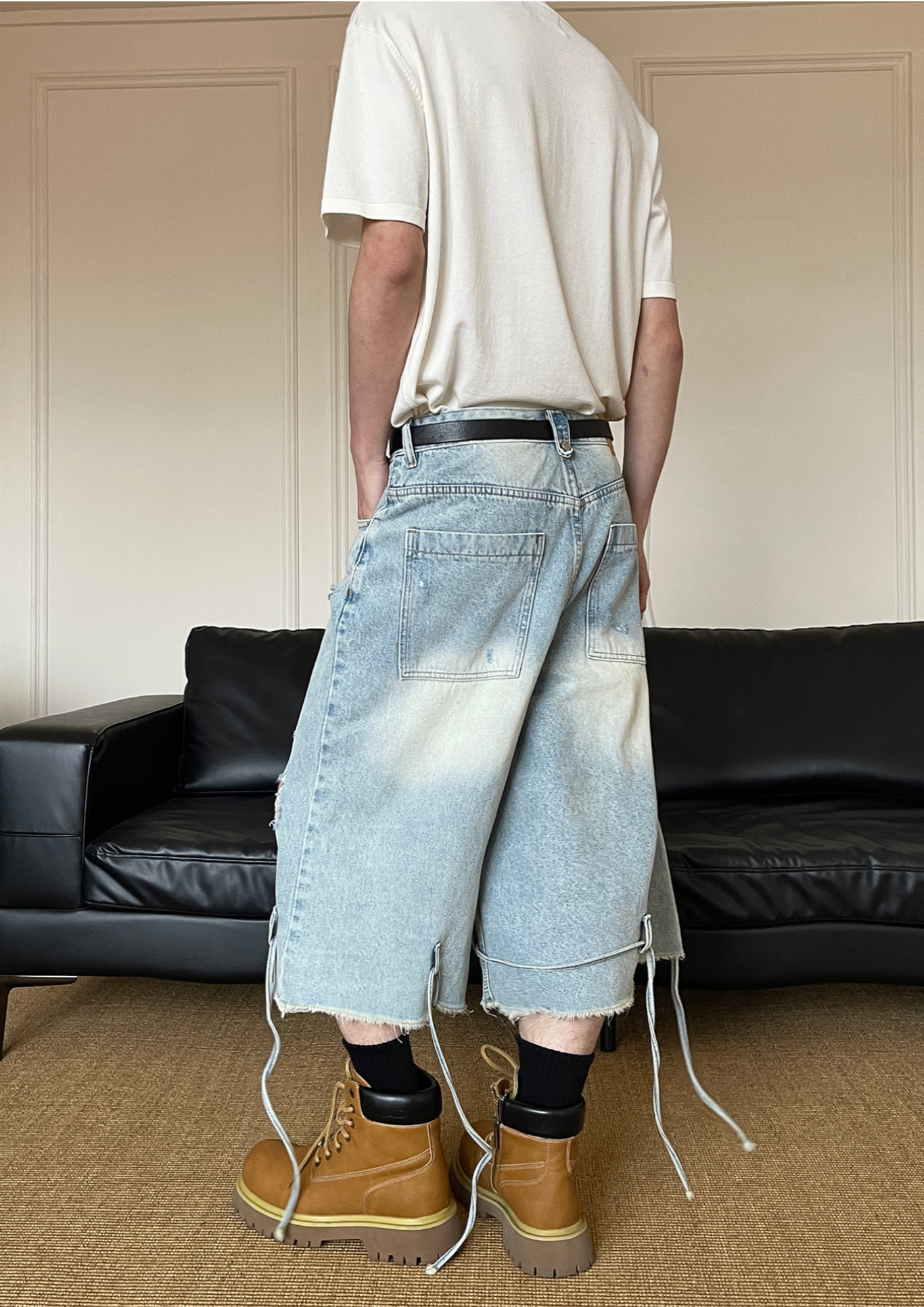 LY No. 2182 Ripped Denim Jorts
