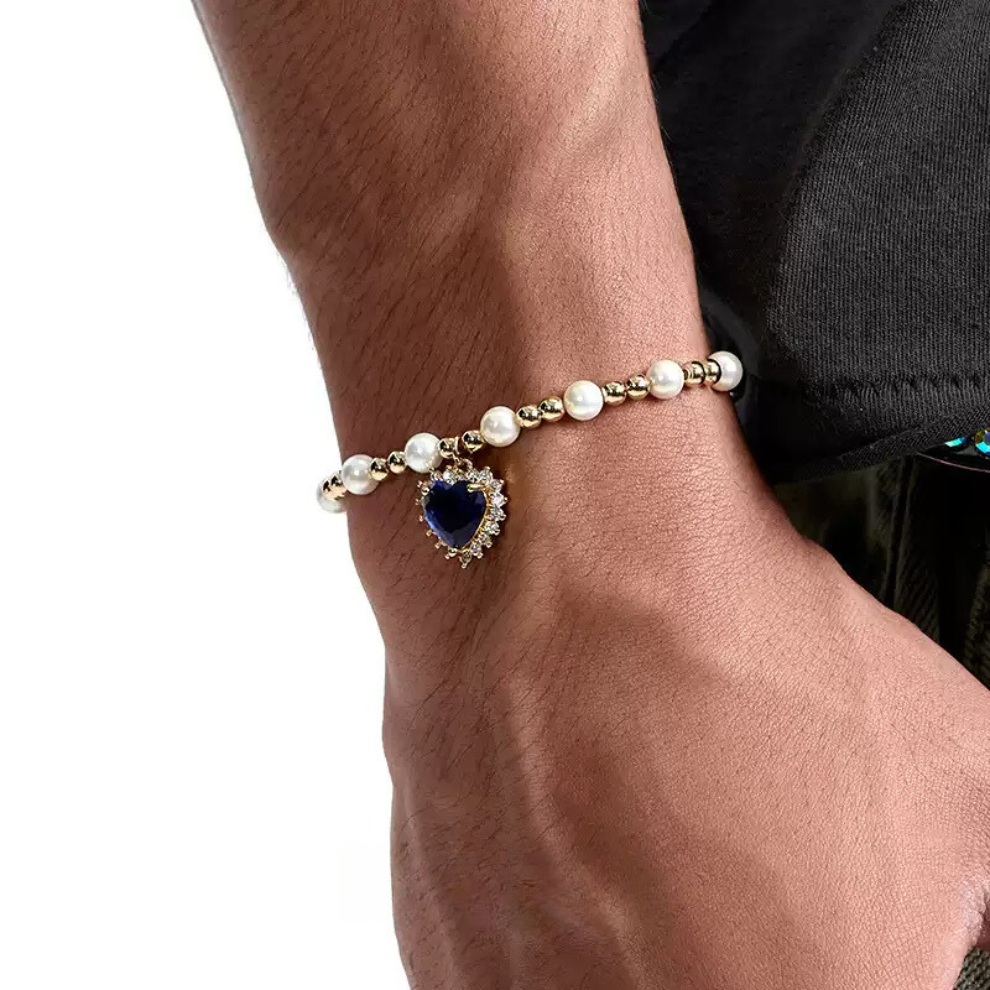 LY No. 3043 Sapphire Heart Pearl Bracelet