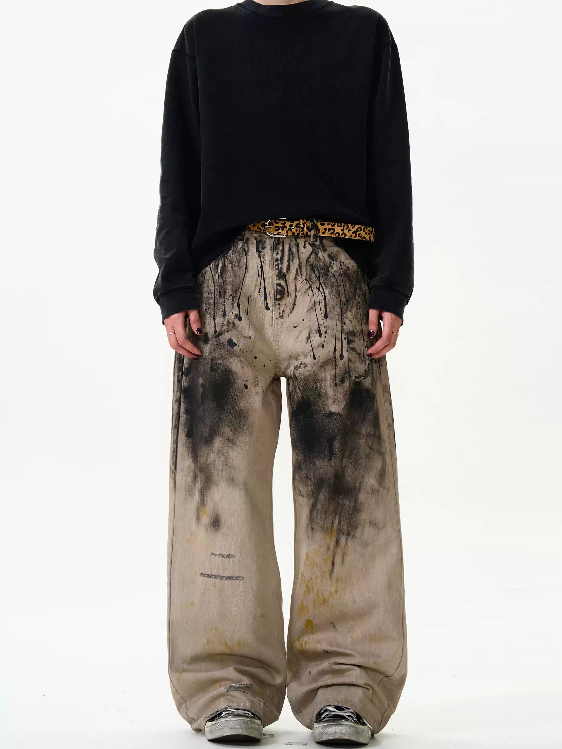 LY No. 2104 Splattered Oversized Trousers