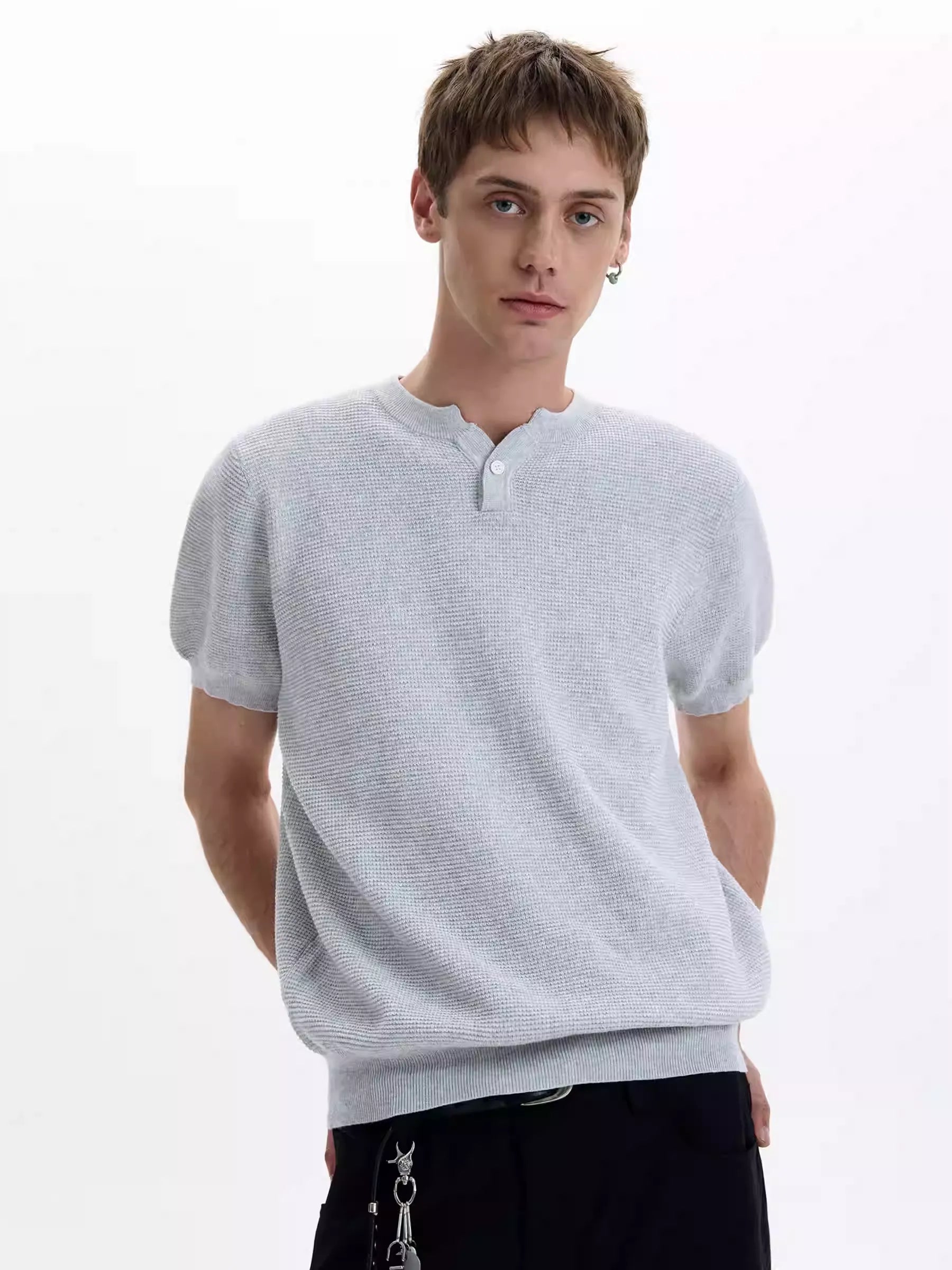 LY No. 1205 Knit Button Henley