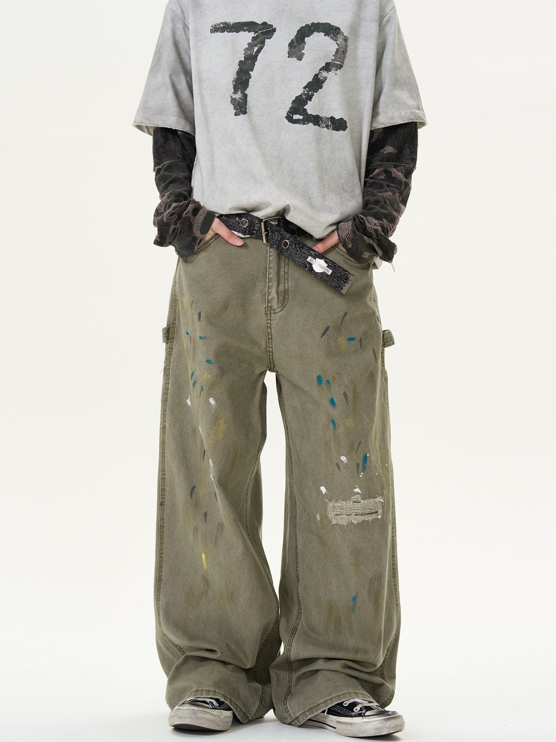 LY No. 2112 Paint-Splatter Cargo Pants