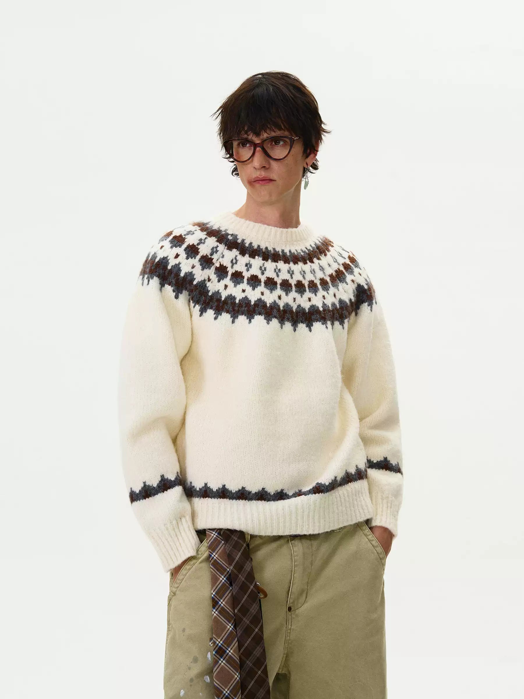 LY No. 1114 Nordic Knit Pullover Sweater