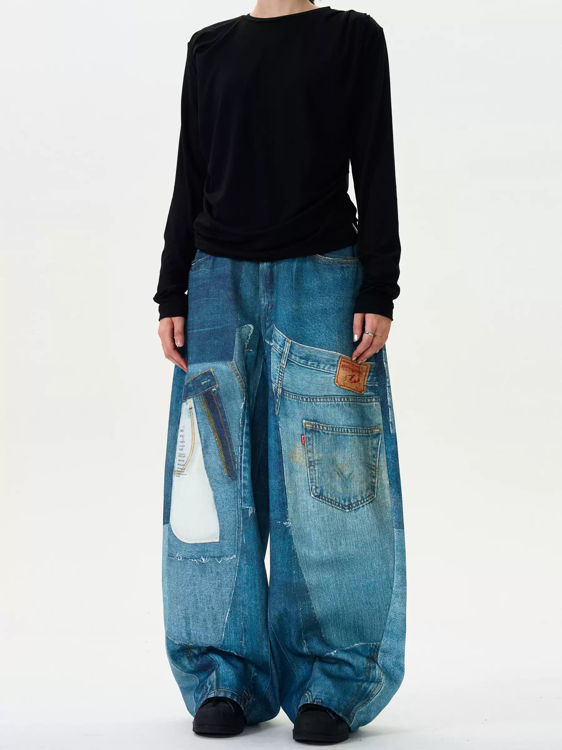 LY No. 2125 Statement Patchwork Denim Pants