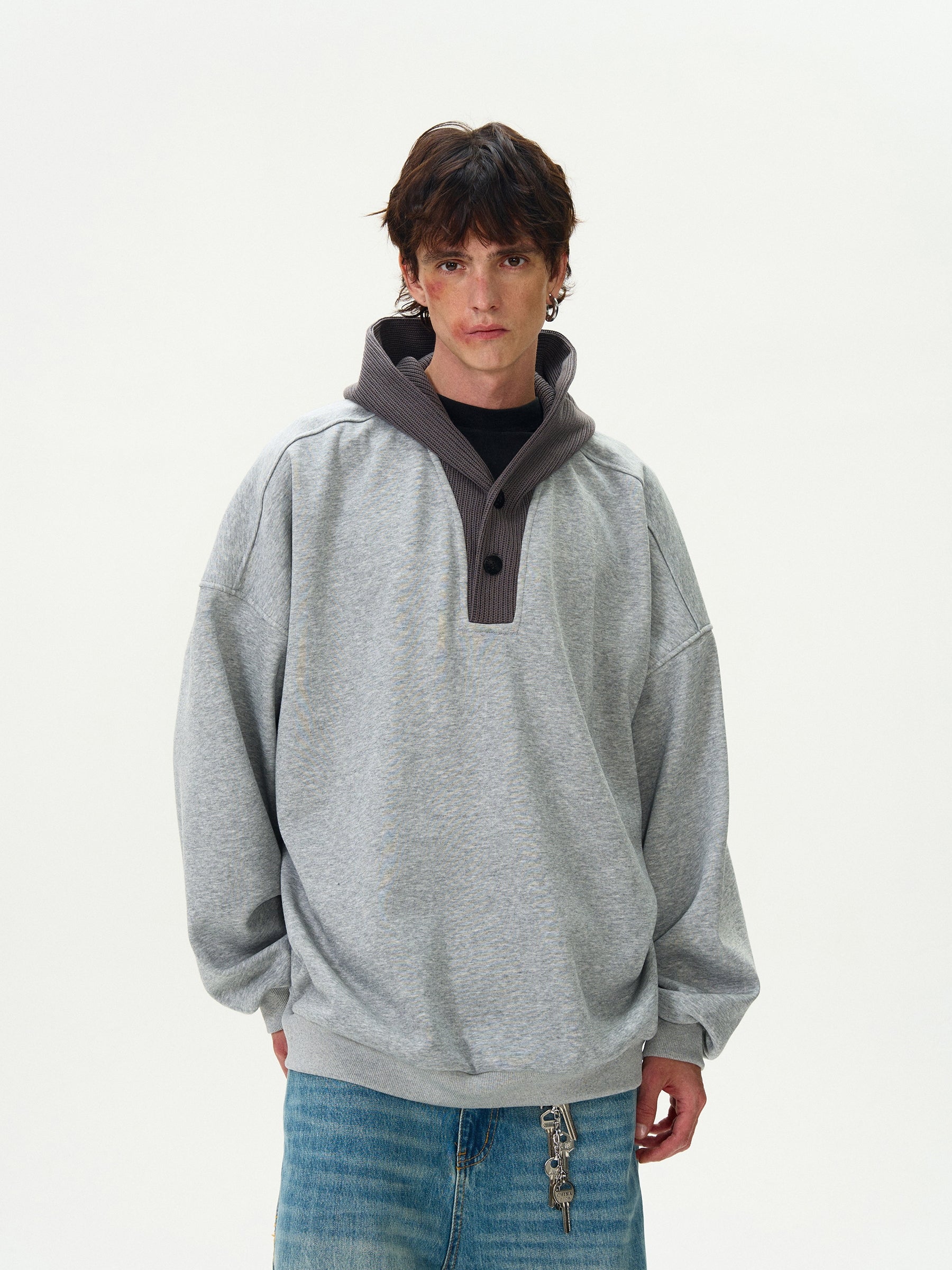 LY No. 1182 Two-Tone Hooded Sweatshirt