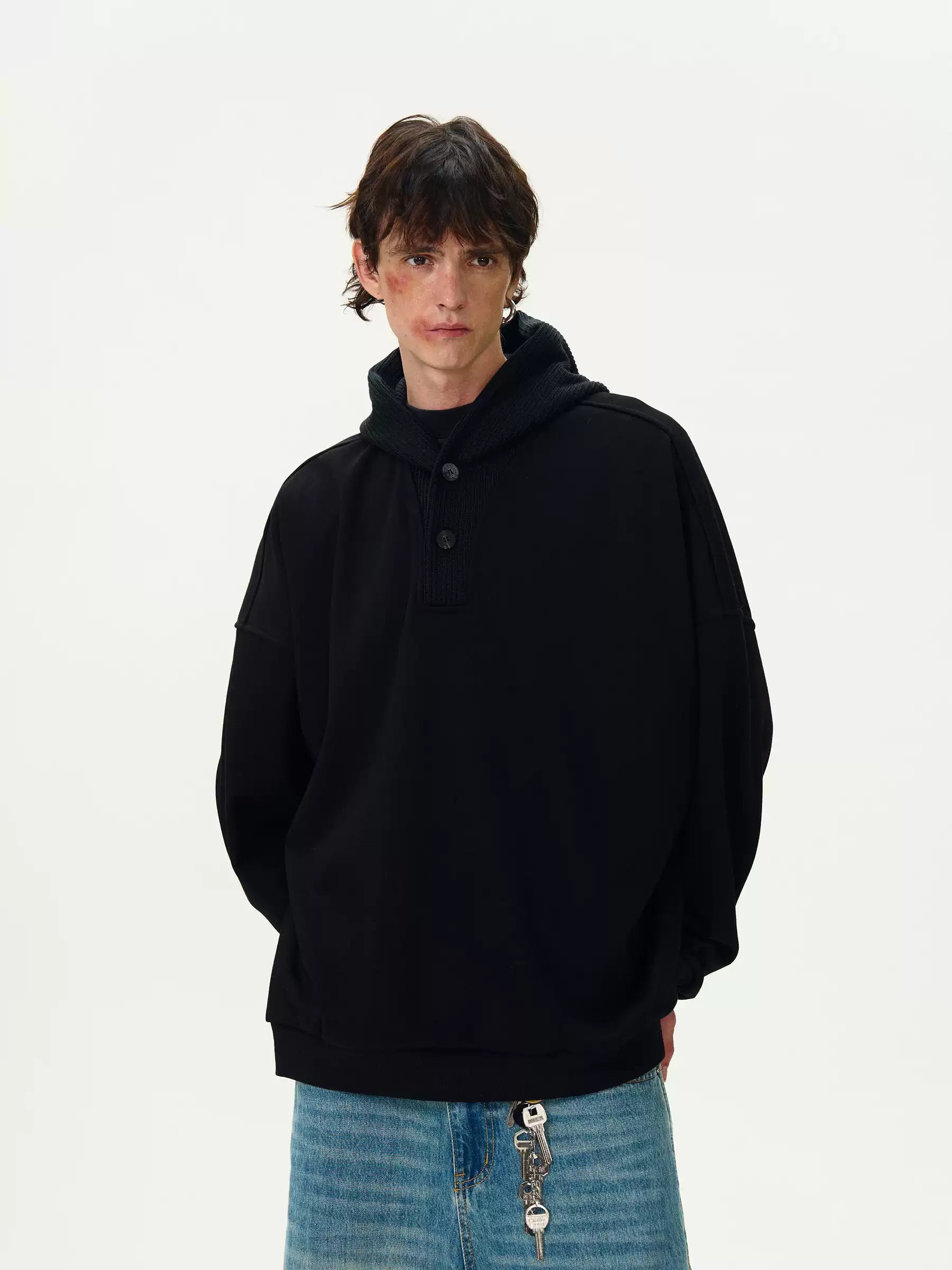 LY No. 1182 Two-Tone Hooded Sweatshirt