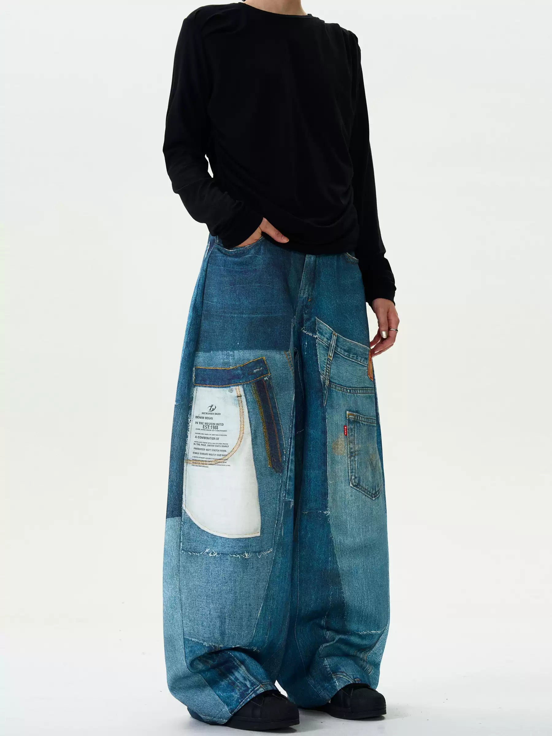 LY No. 2125 Statement Patchwork Denim Pants