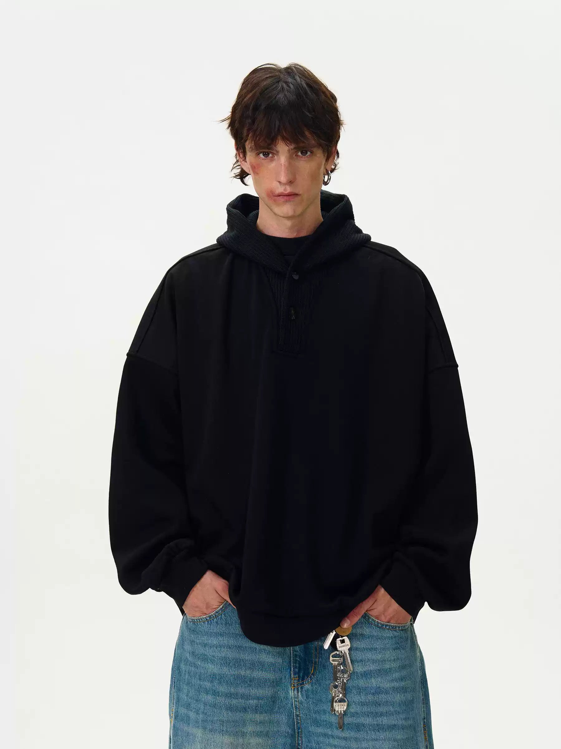 LY No. 1182 Two-Tone Hooded Sweatshirt