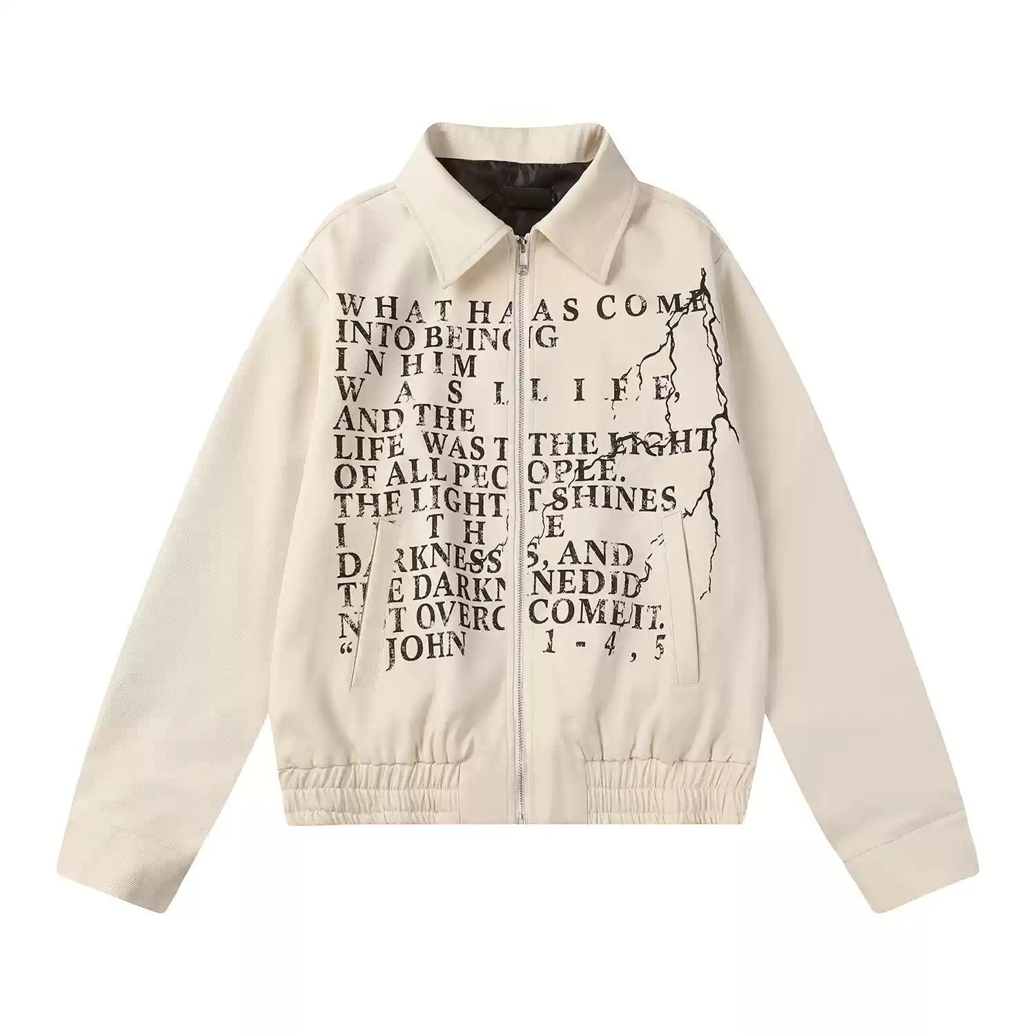 LY No. 1088 Typography Zip-Up Jacket