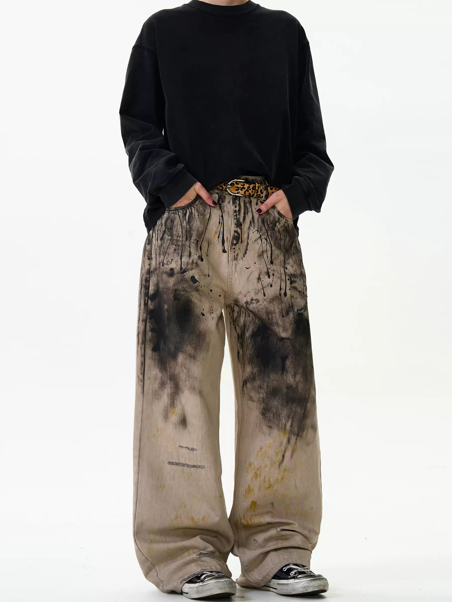 LY No. 2104 Splattered Oversized Trousers