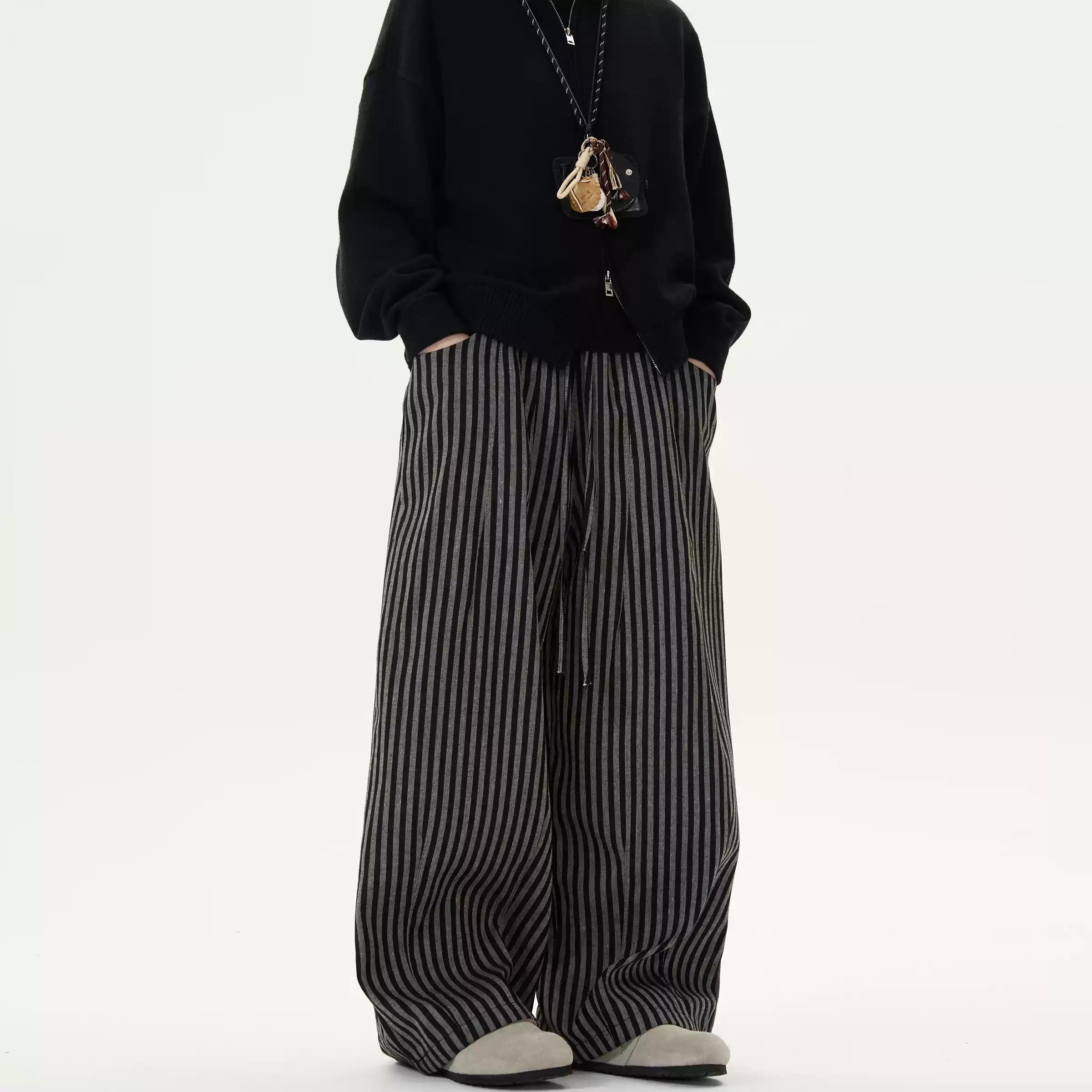 LY No. 2041 Striped Wide-Leg Pants