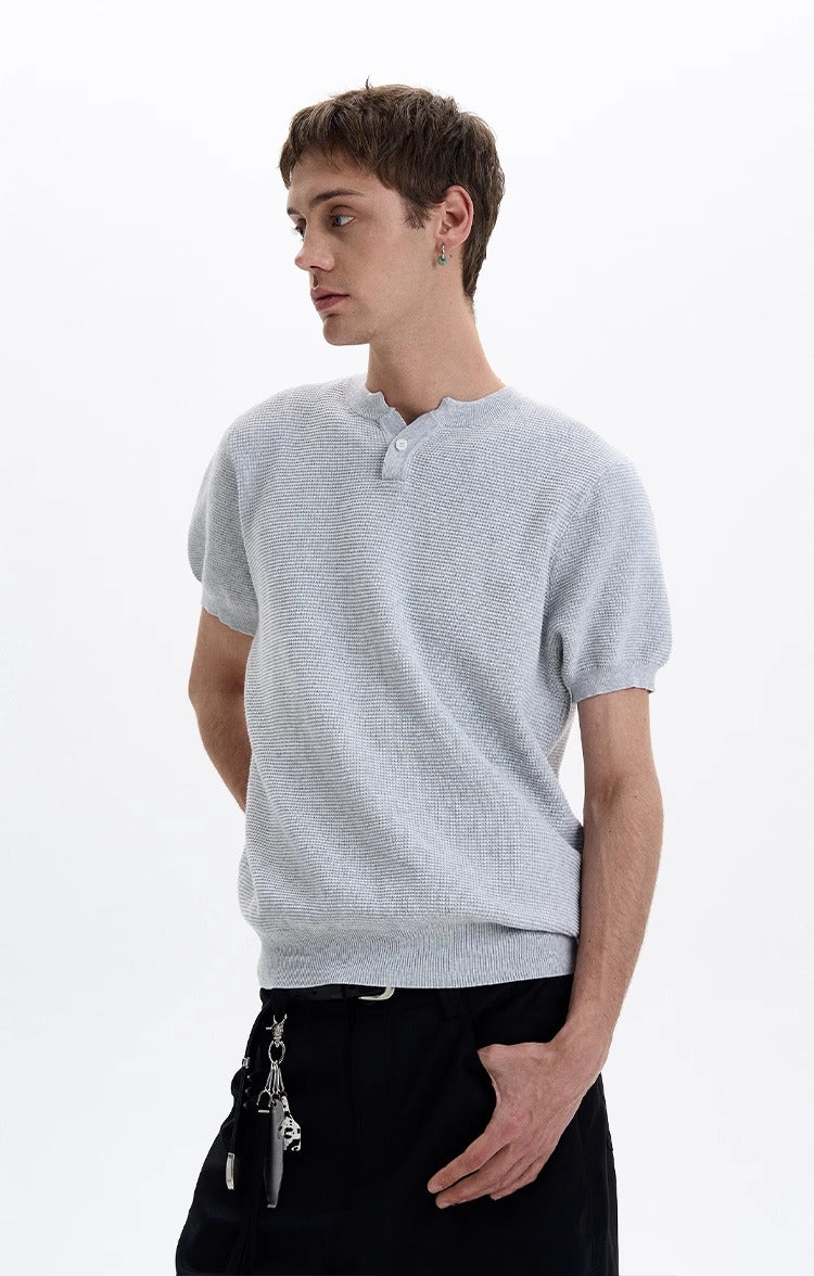 LY No. 1205 Knit Button Henley