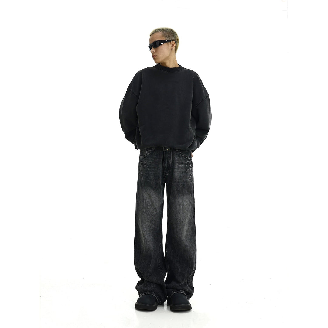 LY No. 2024 Oversized Black Wide-Leg Jeans