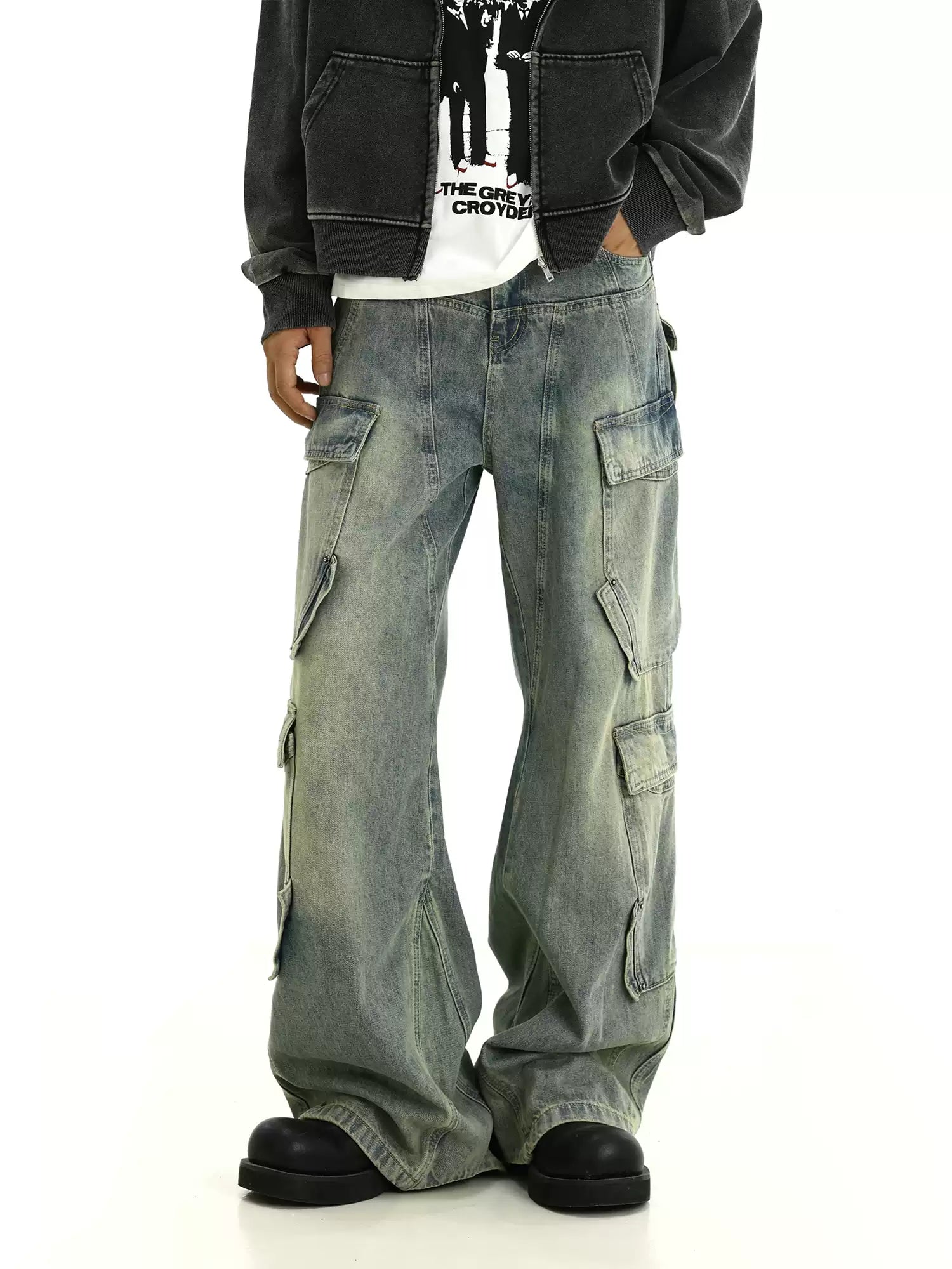 LY No. 2088 Utility Cargo Denim Pants