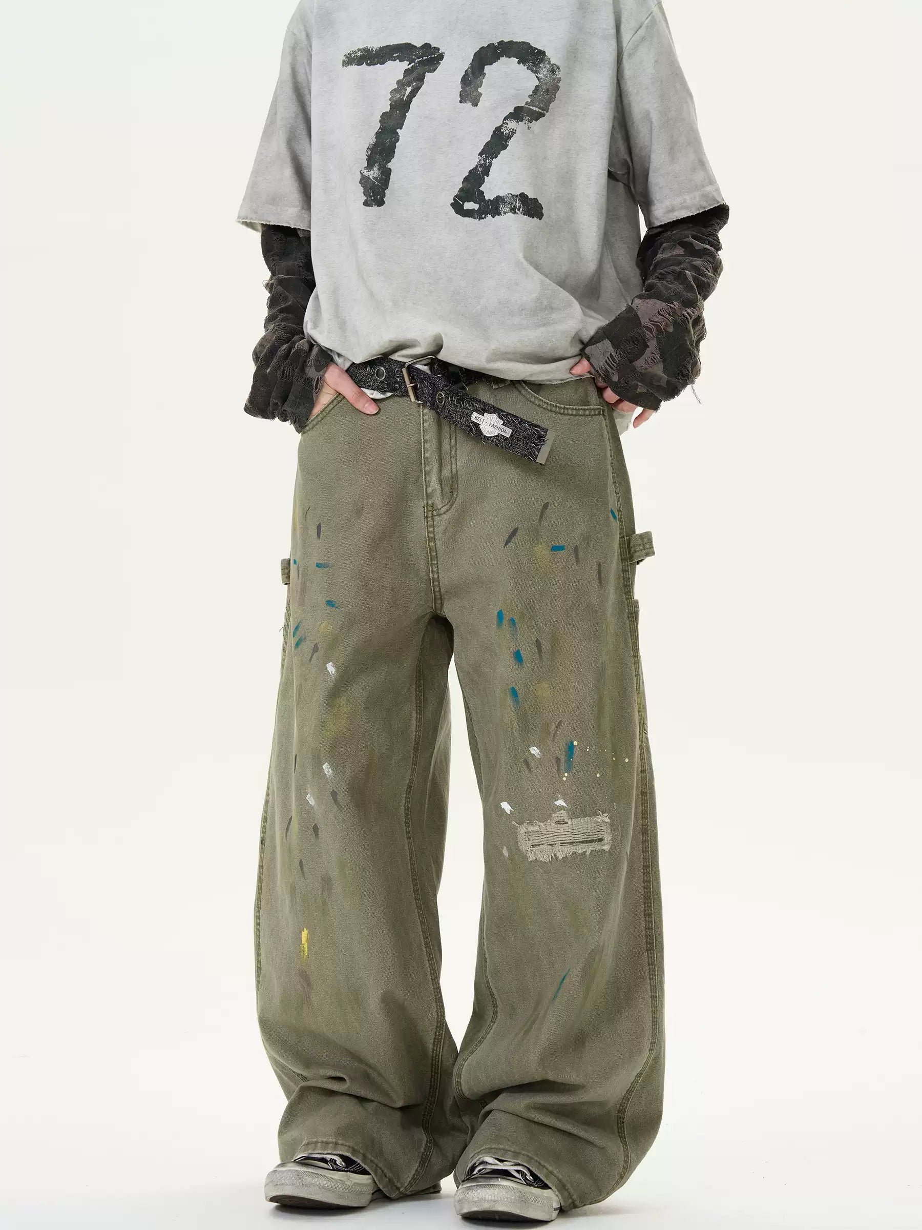 LY No. 2112 Paint-Splatter Cargo Pants