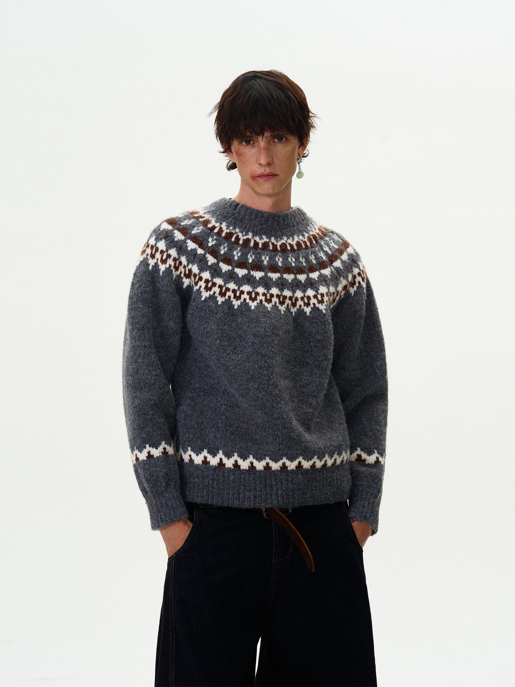 LY No. 1114 Nordic Knit Pullover Sweater