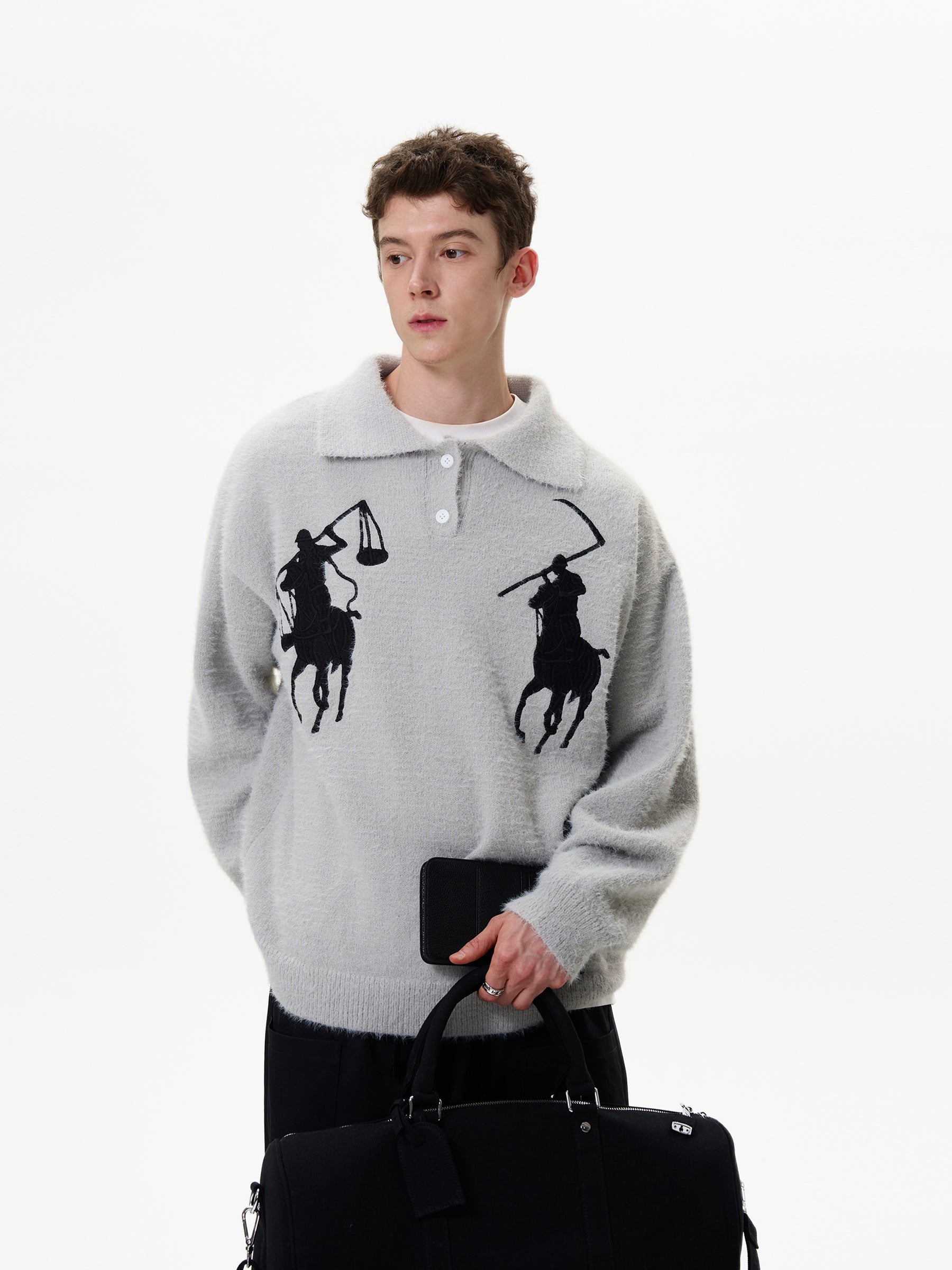 LY No. 1108 Polo Graphic Knit Sweater