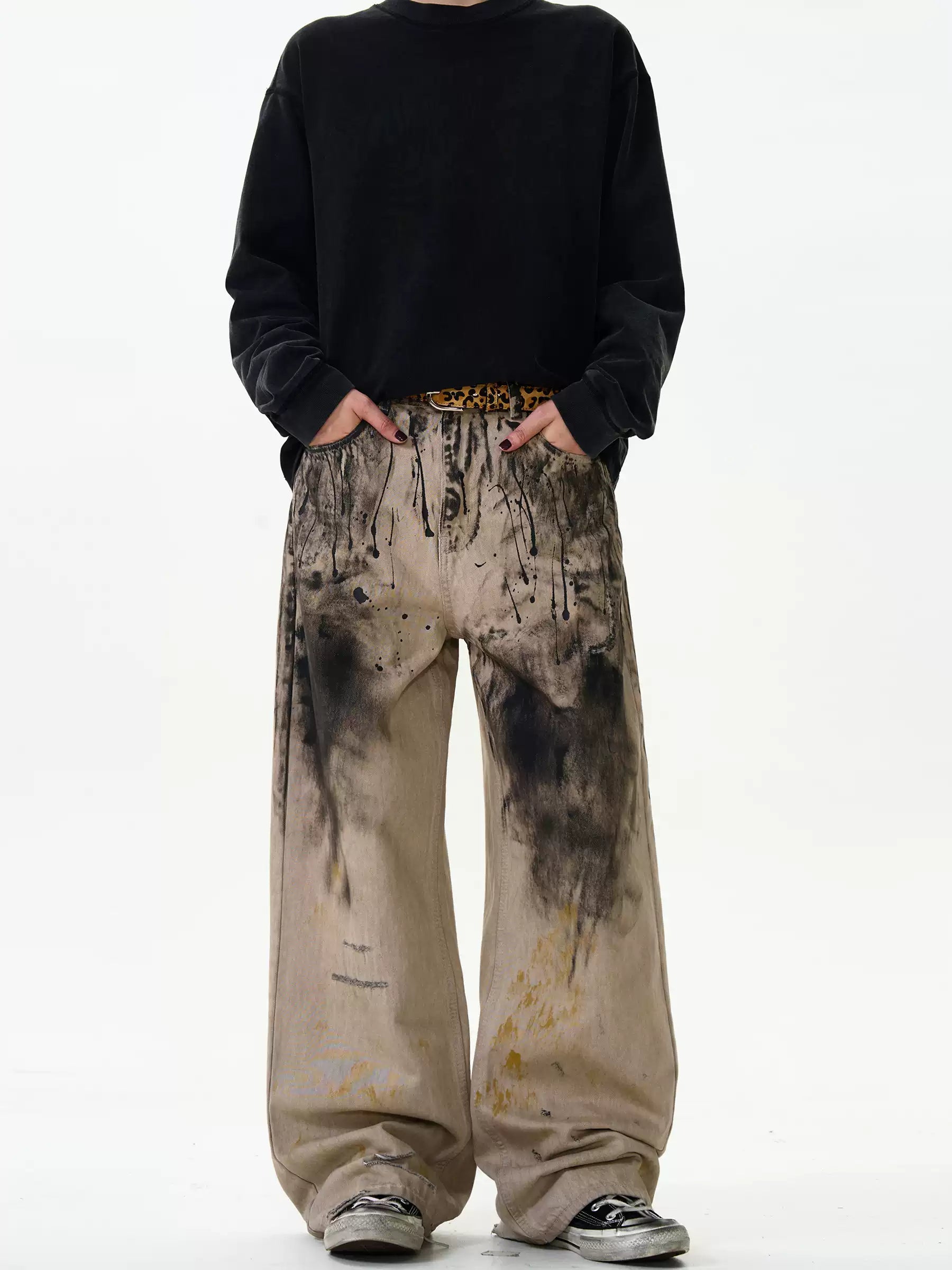 LY No. 2104 Splattered Oversized Trousers