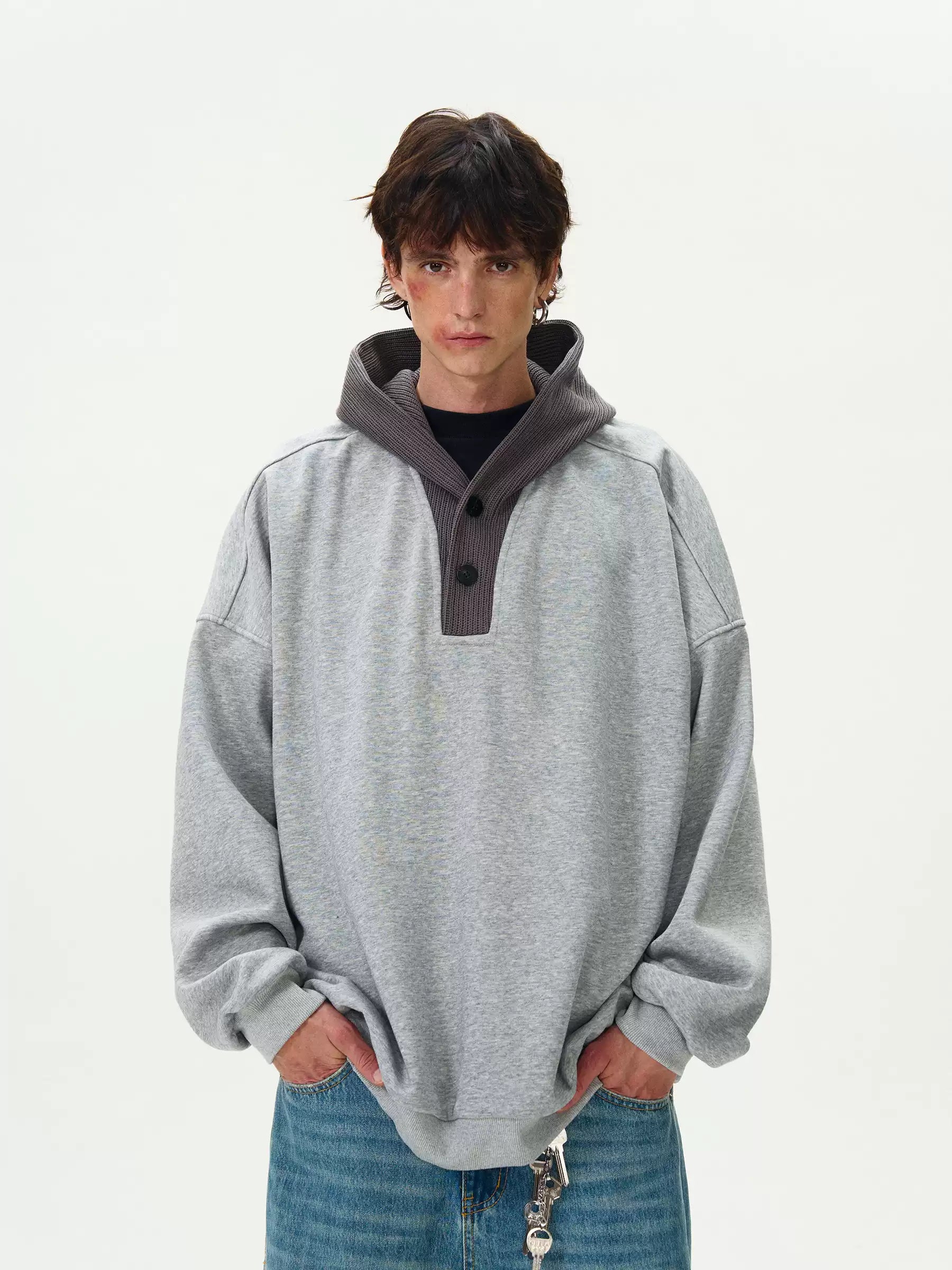 LY No. 1182 Two-Tone Hooded Sweatshirt