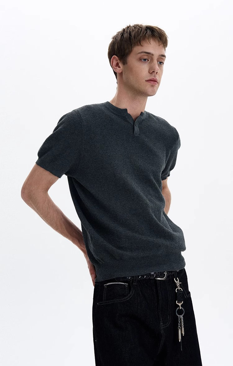 LY No. 1205 Knit Button Henley