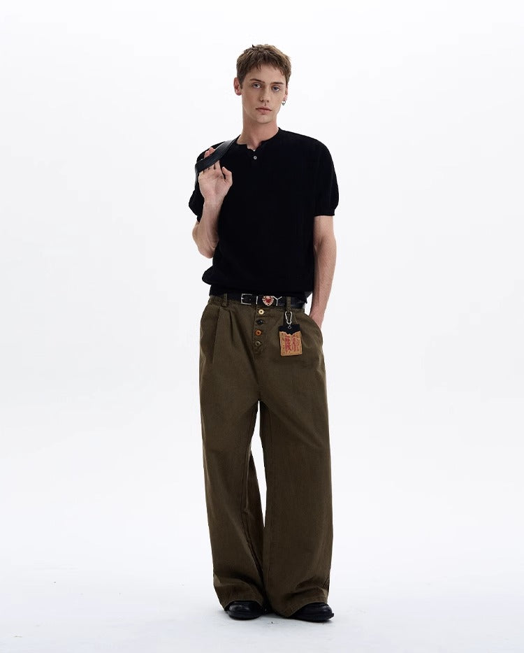 LY No. 1205 Knit Button Henley