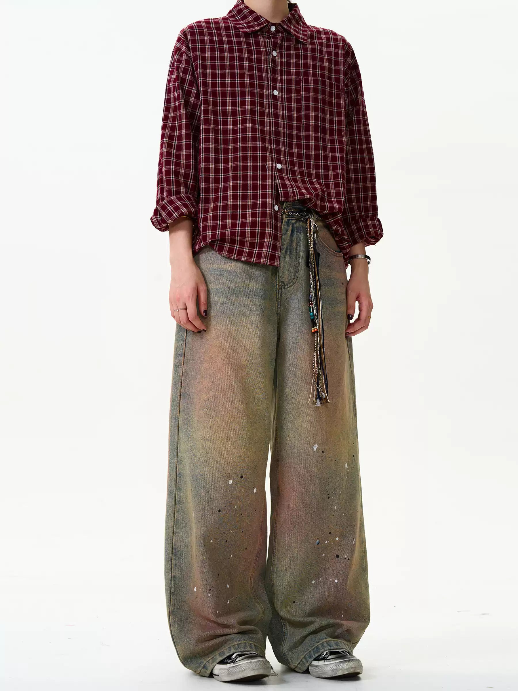 LY No. 2105 Gradient Splatter Wide-Leg Jeans