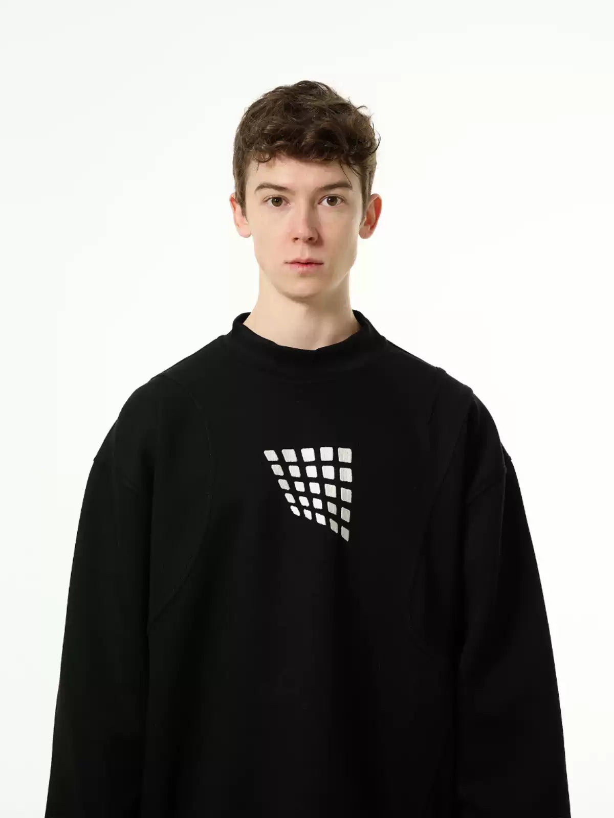 LY No. 1121  Minimalist Grid Graphic Sweatshirt