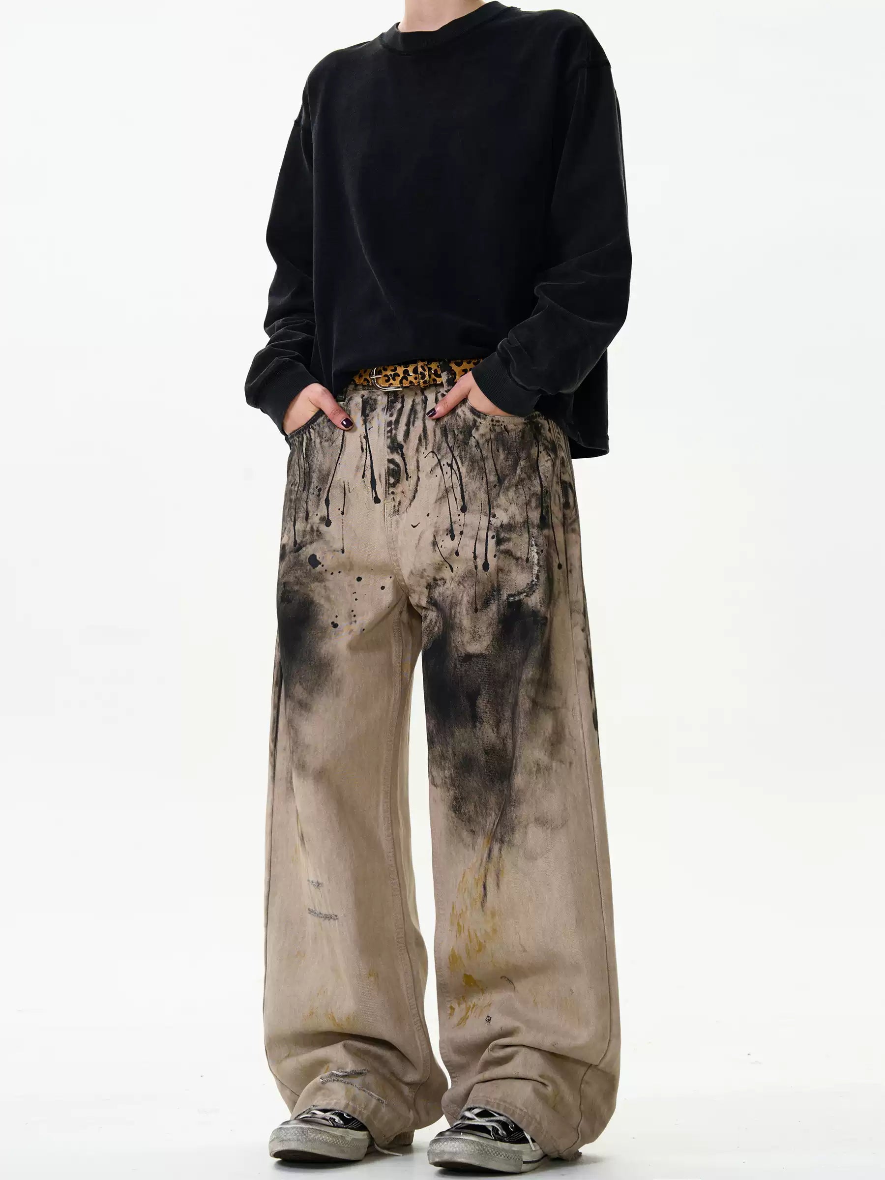 LY No. 2104 Splattered Oversized Trousers