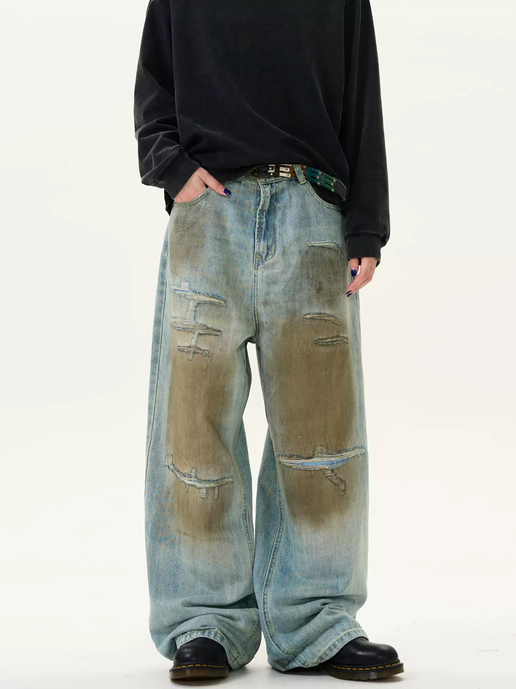 LY No. 2126 Distressed Vintage Wash Jeans