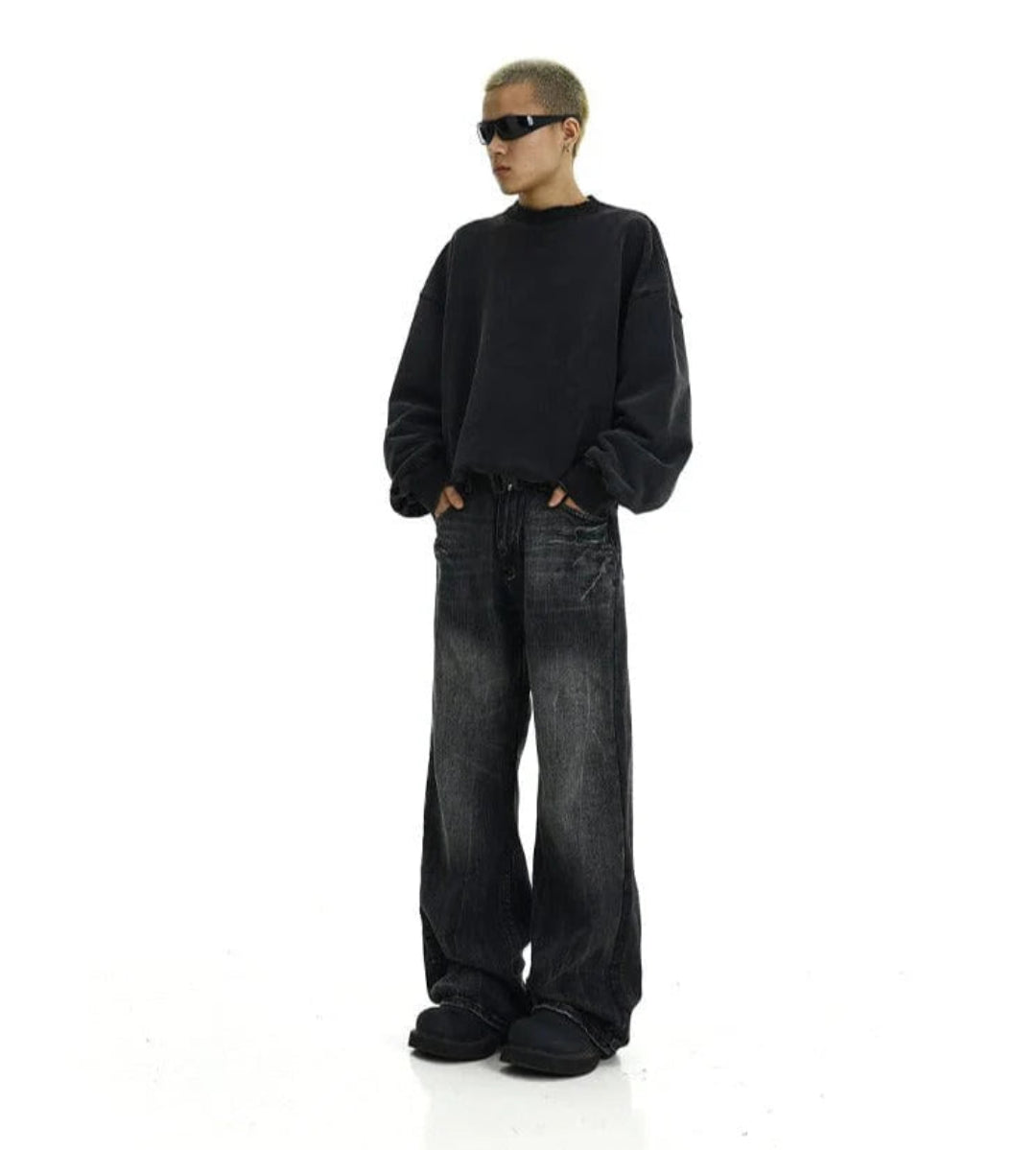 LY No. 2024 Oversized Black Wide-Leg Jeans