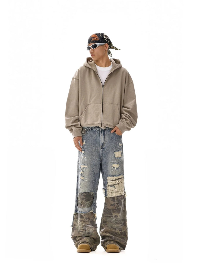 LY No. 2020 Patchwork Distressed Denim Pants
