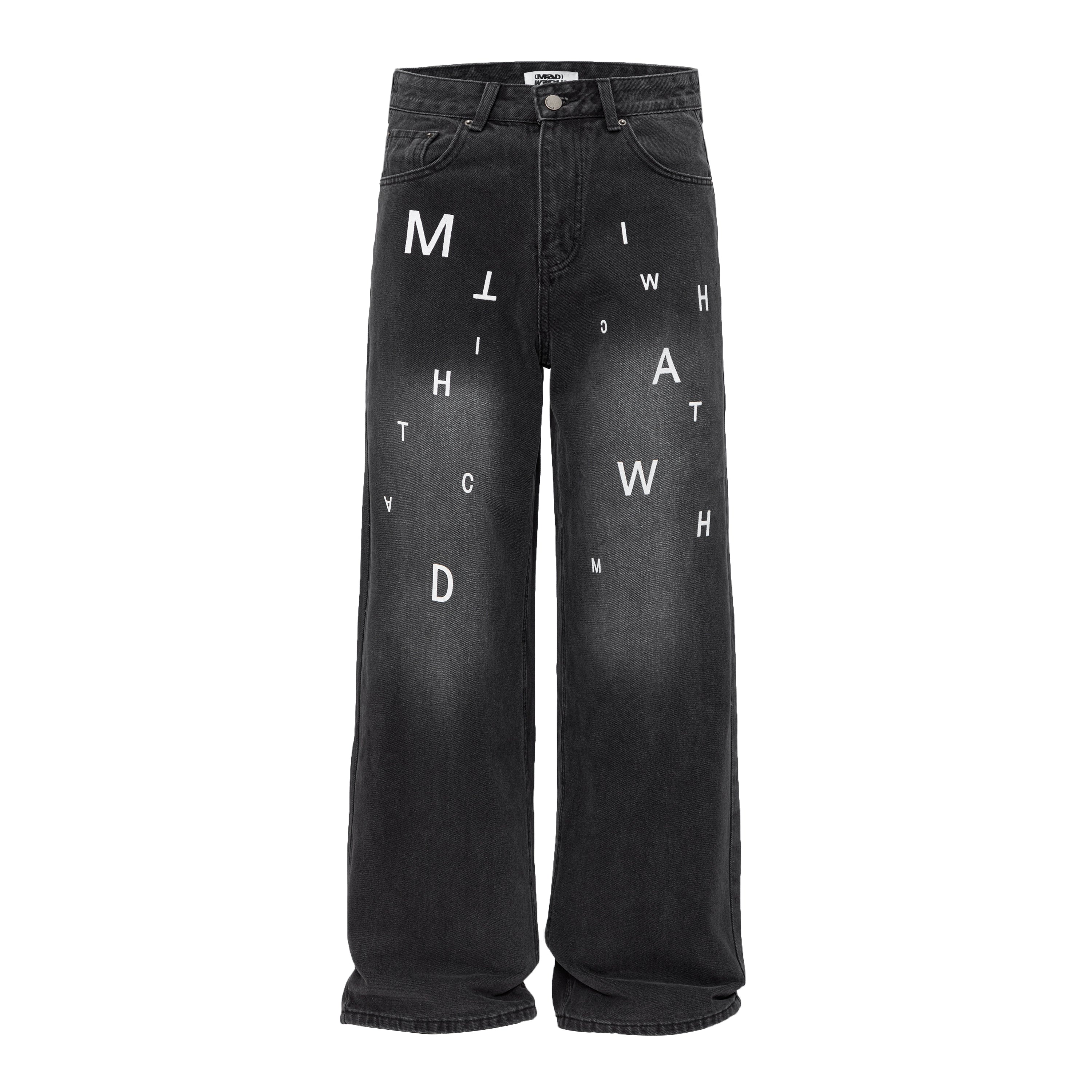 LY No. 2111 Graphic Text Jeans