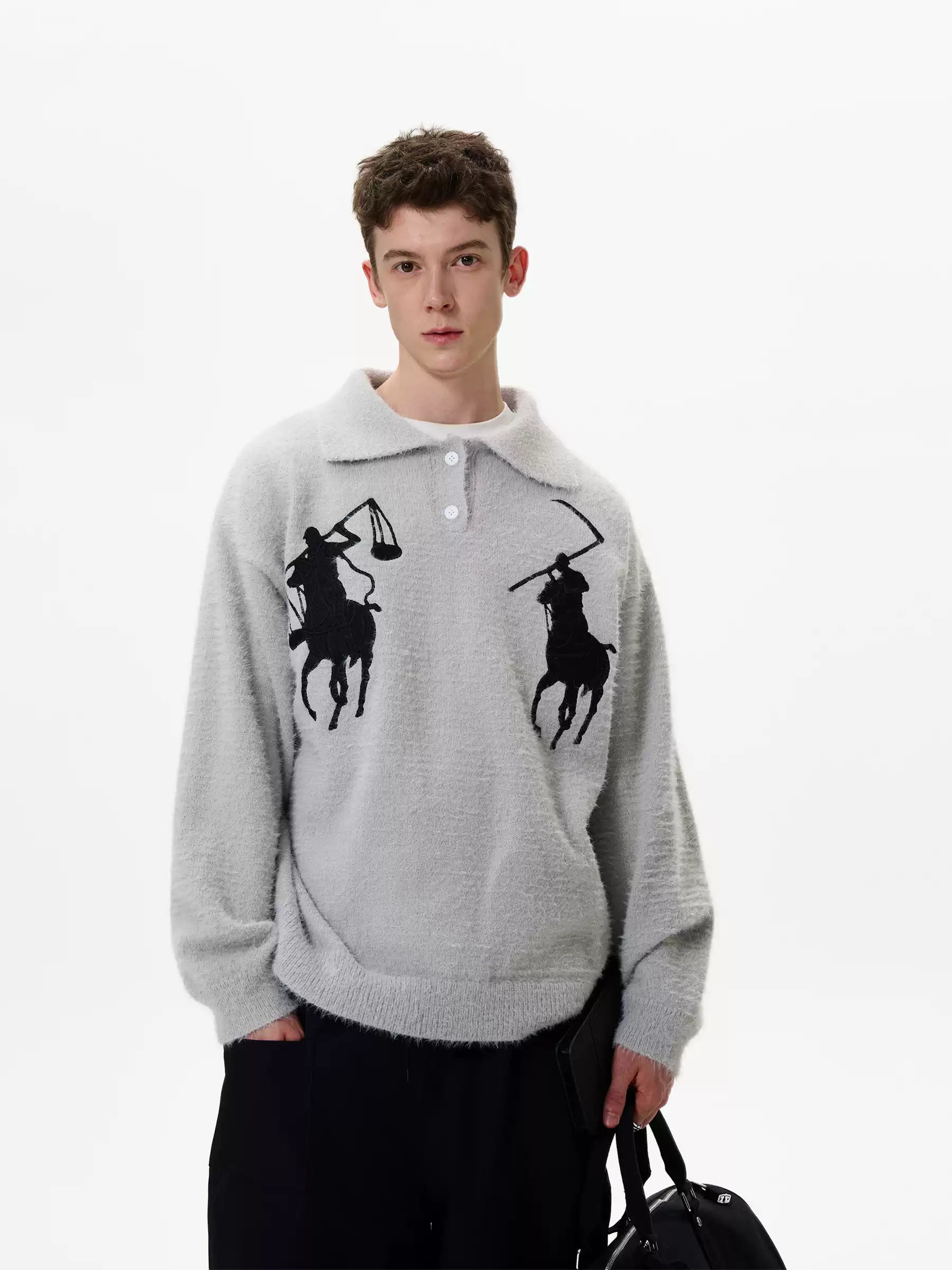 LY No. 1108 Polo Graphic Knit Sweater