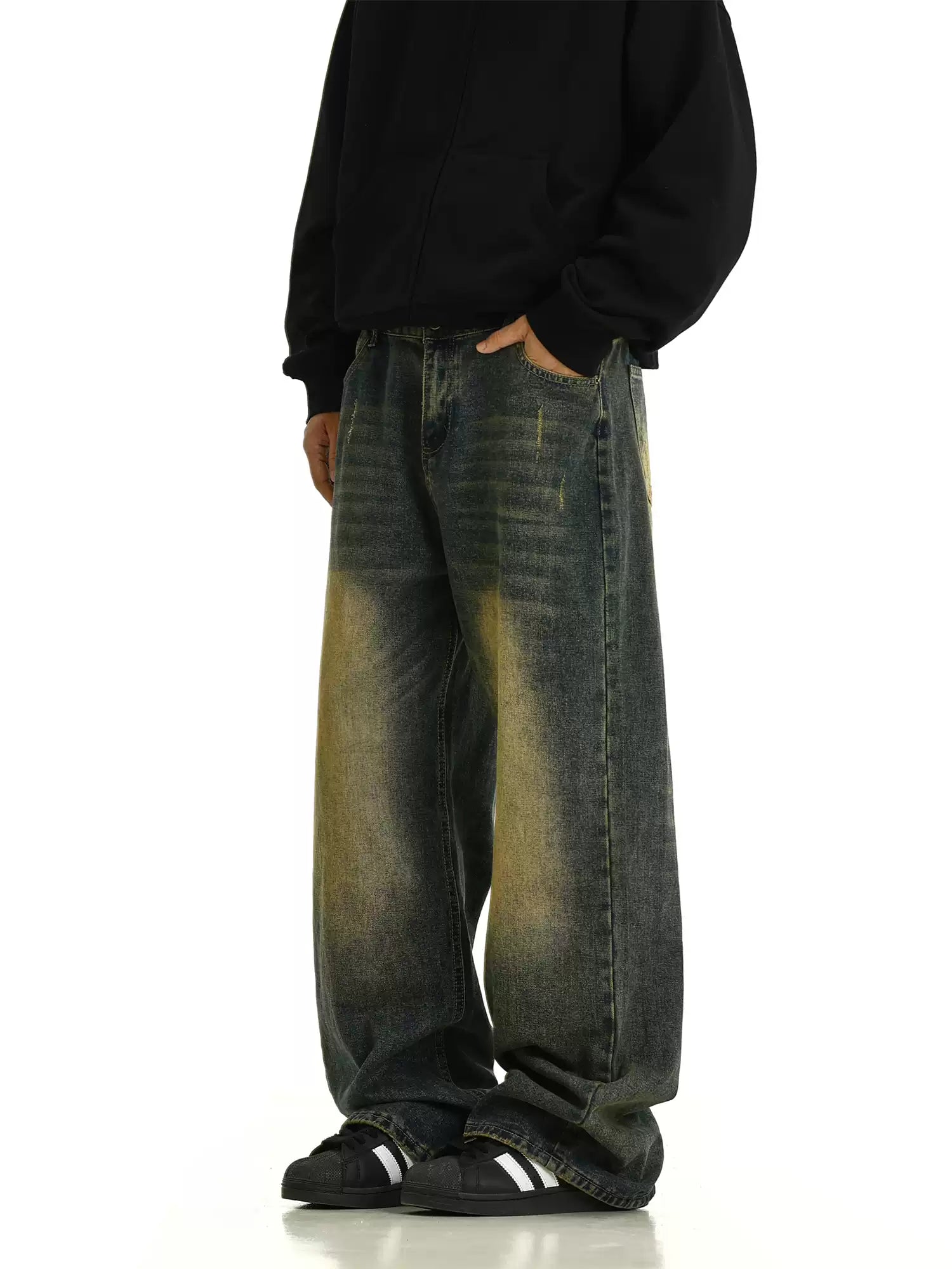 LY No. 2064 Distressed Oversized Denim Pants