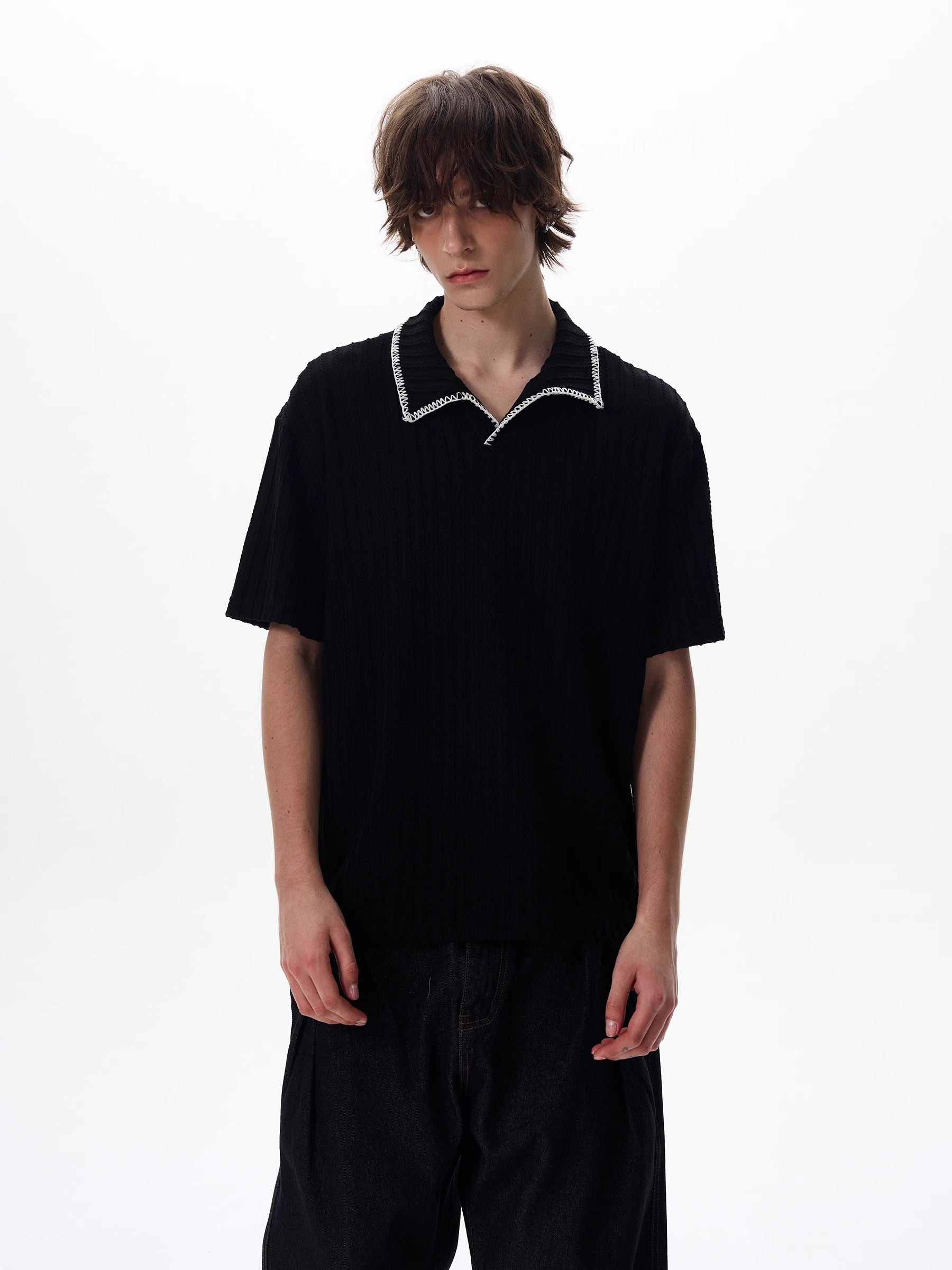 LY No. 1233 Ribbed Polo Tee